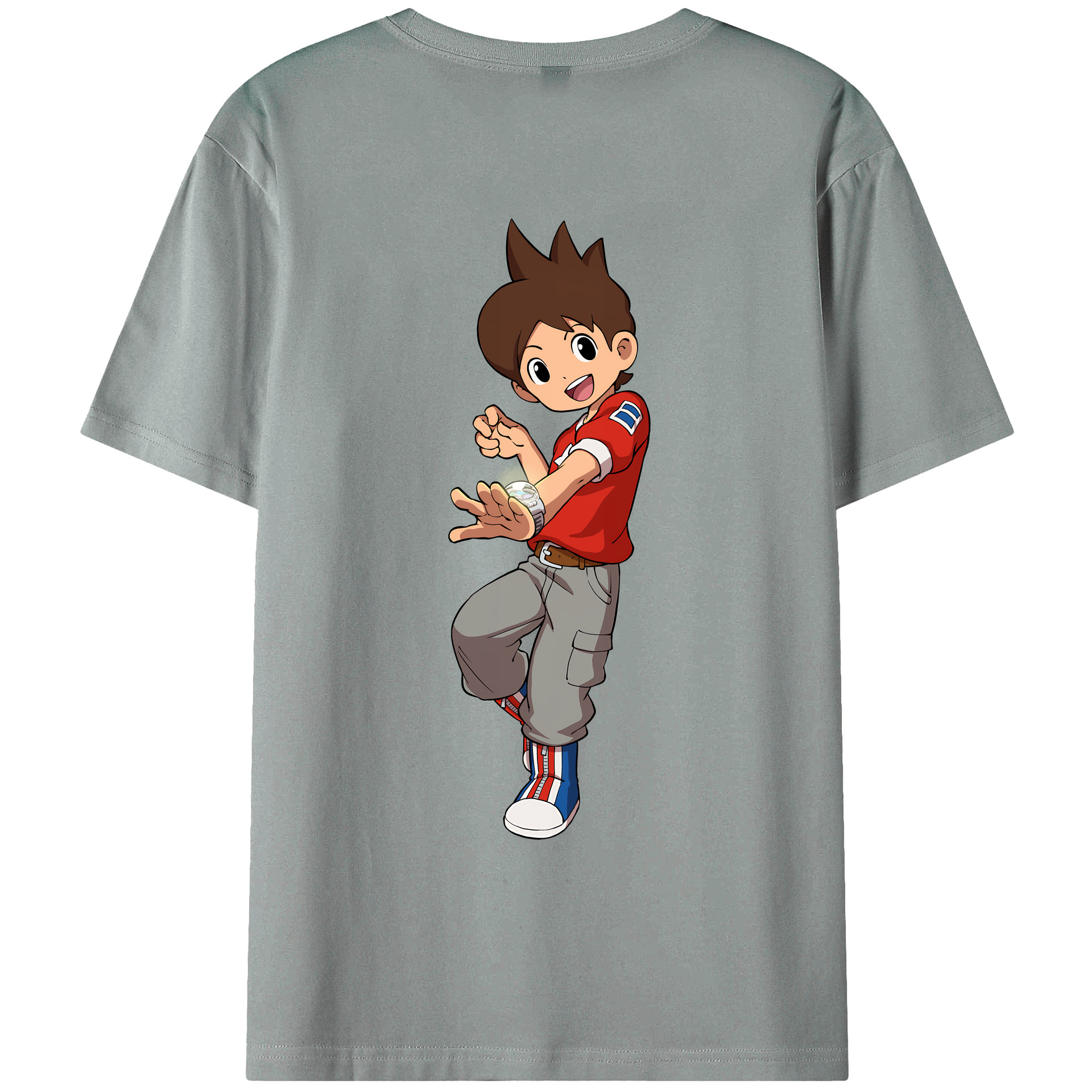 （画像用） 妖怪ウォッチ Yo-kai Watch 綿100％ メンズ半袖Tシャツ（バックプリント） 通気性